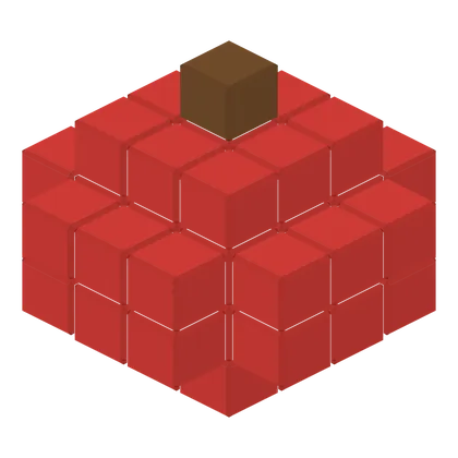 An apple built from voxels.
