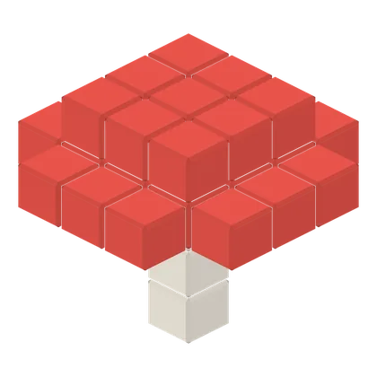 A mushroom built from voxels.