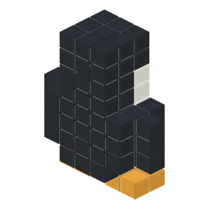 A penguin built from voxels.